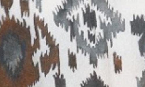 Apny Printed Smocked Cuff Top In Brown Multi
