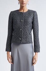 ST. JOHN Metallic Wool Blend Knit Jacket