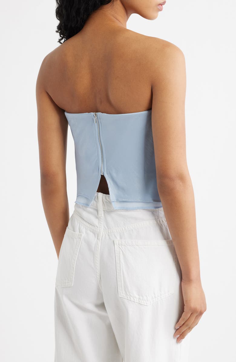MANGO Azur Strapless Crop Top, Alternate, color, Lt-Pastel Blue