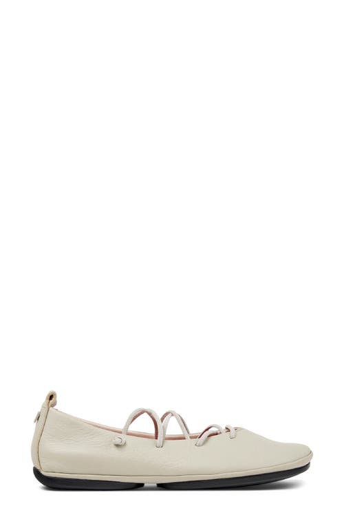 Camper Right Nina Lace-up Leather Ballet Flats In White