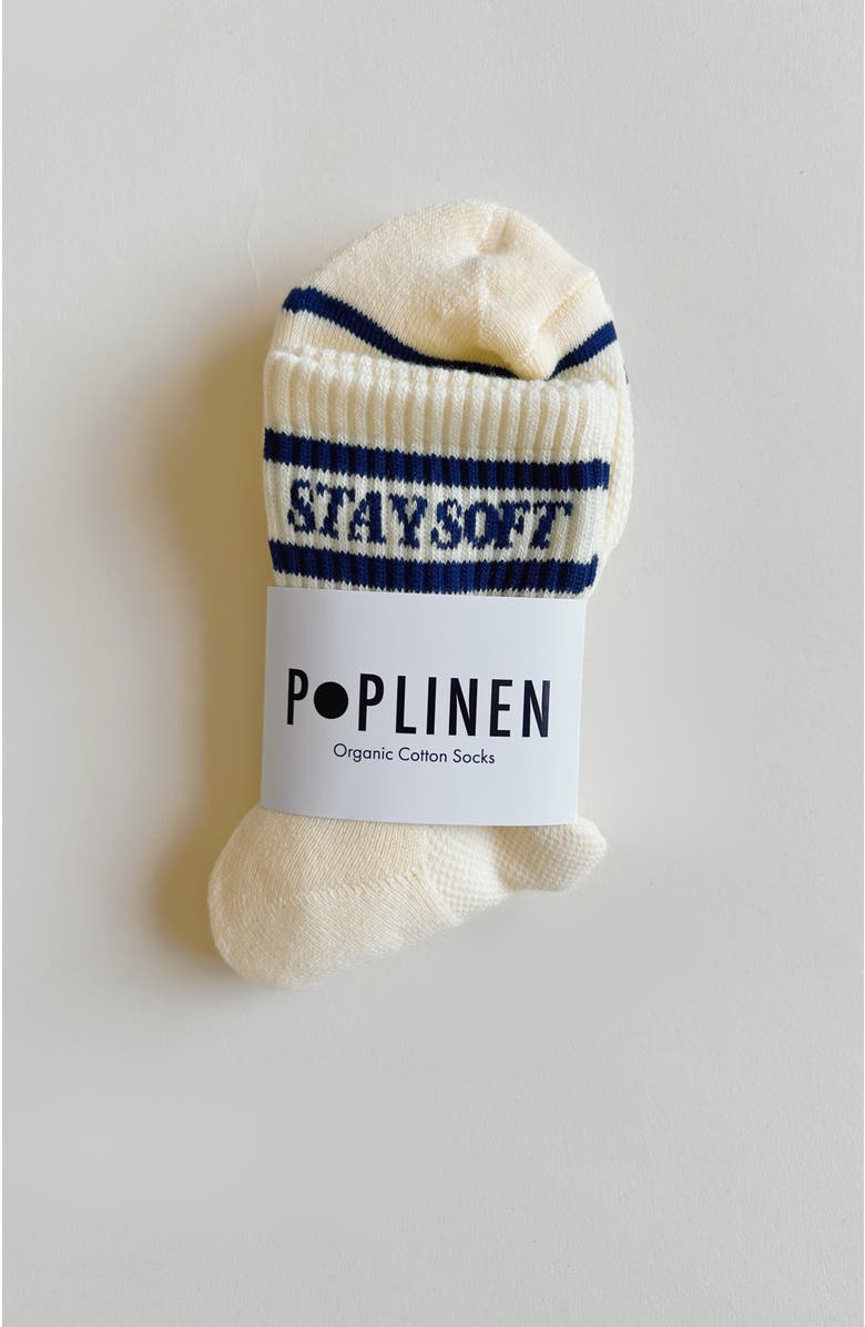 POPLINEN Stay Soft Organic Cotton Stripe Socks, Alternate, color, Navy