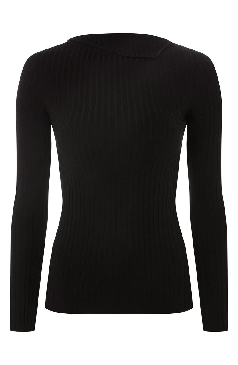 Topshop Boutique Fold Neck Rib Shirt, Alternate, color, 