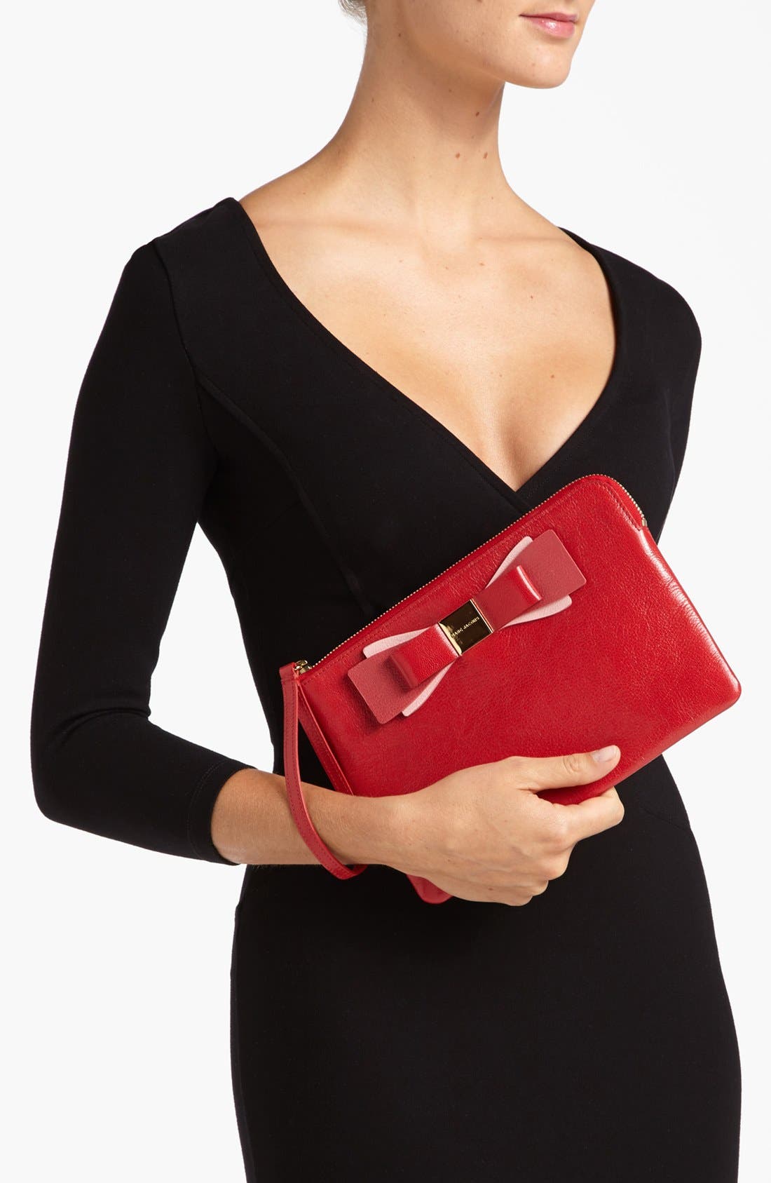 Bow Clutch Wristlet, Alternate, color, FLAME/ LIPSTICK/ CHERRY