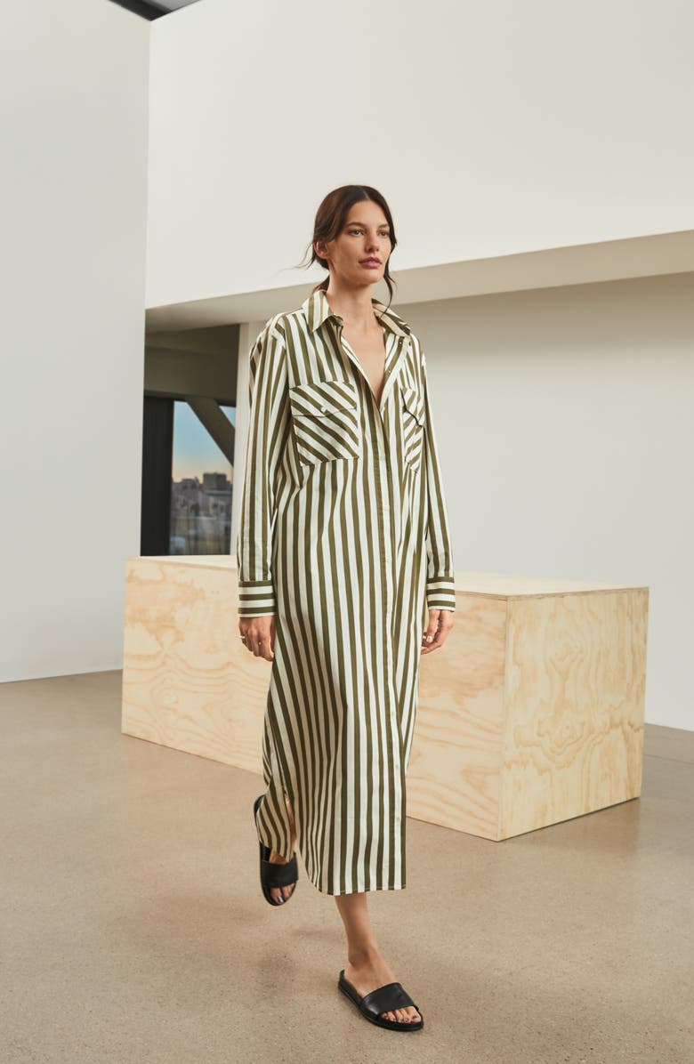 Nordstrom Stripe Two Pocket Long Sleeve Shirtdress, Alternate, color, 