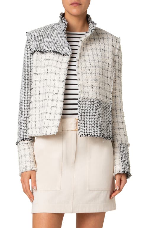 Akris Punto Mixed Check Tweed Jacket In Black-cream