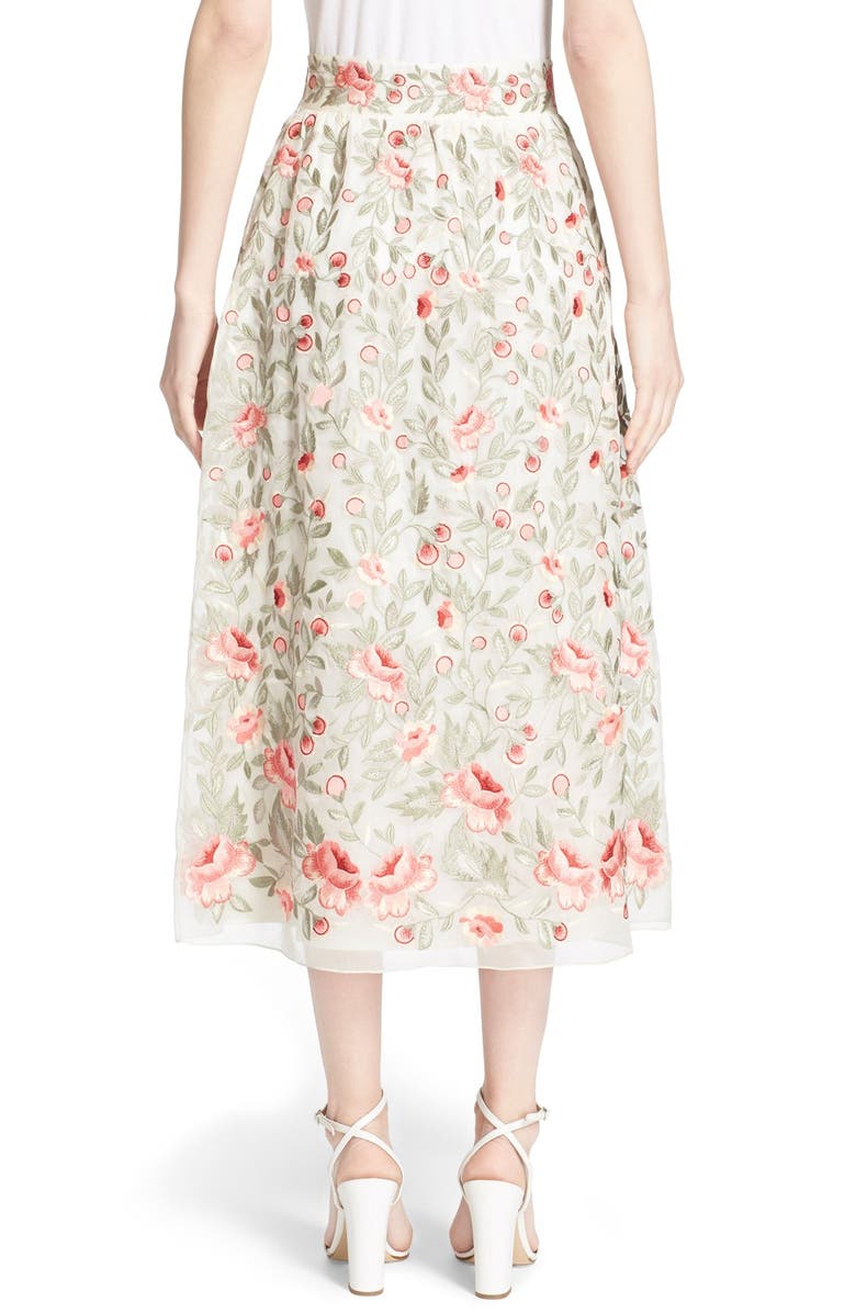 VILSHENKO 'Marianne' Floral Embroidered Silk Organza Skirt, Alternate, color, 