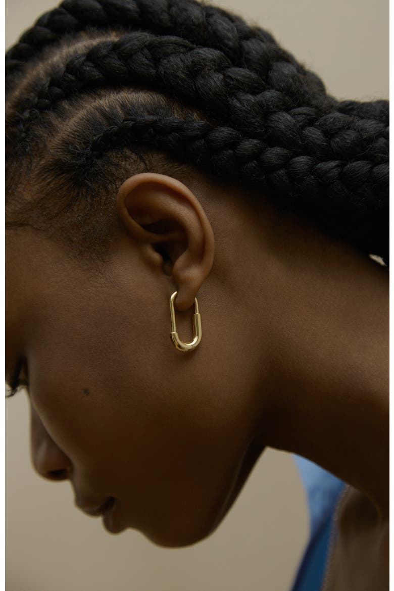 14kt Gold Vermeil Large Staple Hoop Earrings, Alternate, color, Yellow Toned Gold