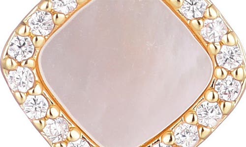 Adornia 14k Gold Plated Cushion-shaped Mother Of Pearl Cz Halo Stud Earrings