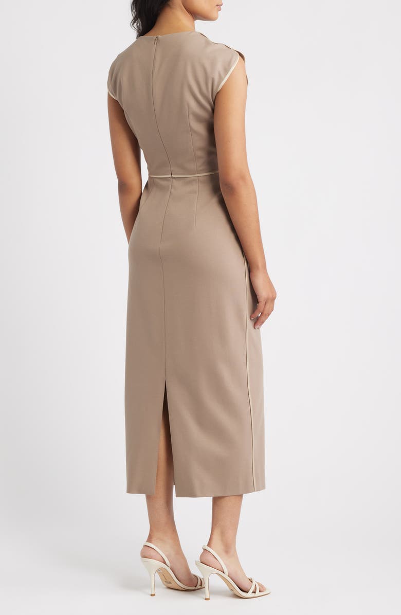 BOSS Detira Cap Sleeve Sheath Dress, Alternate, color, Open Brown