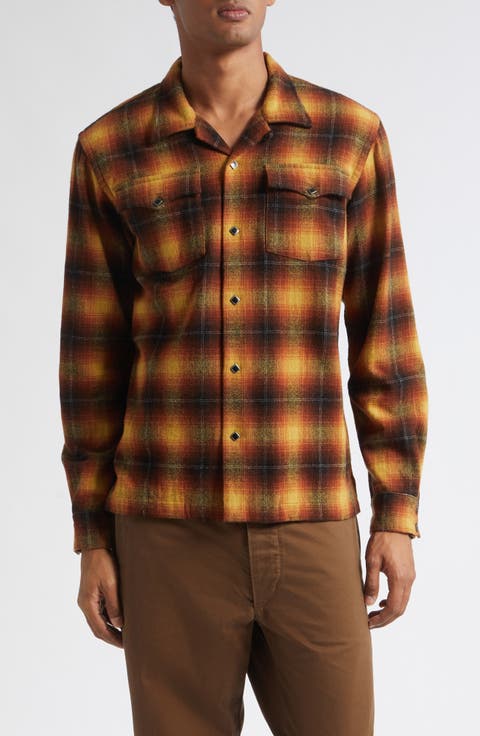 Jesse Plaid Long Sleeve Wool Blend Camp Shirt