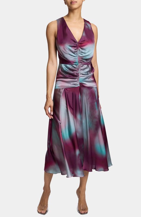 EDEN Sleeveless Midi Dress in Ombre Matte Charmeuse