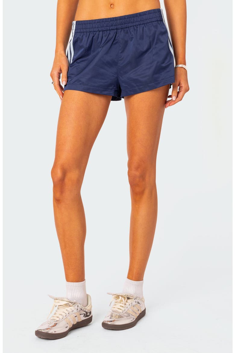 Nikki Stripe Nylon Shorts, Main, color, NAVY