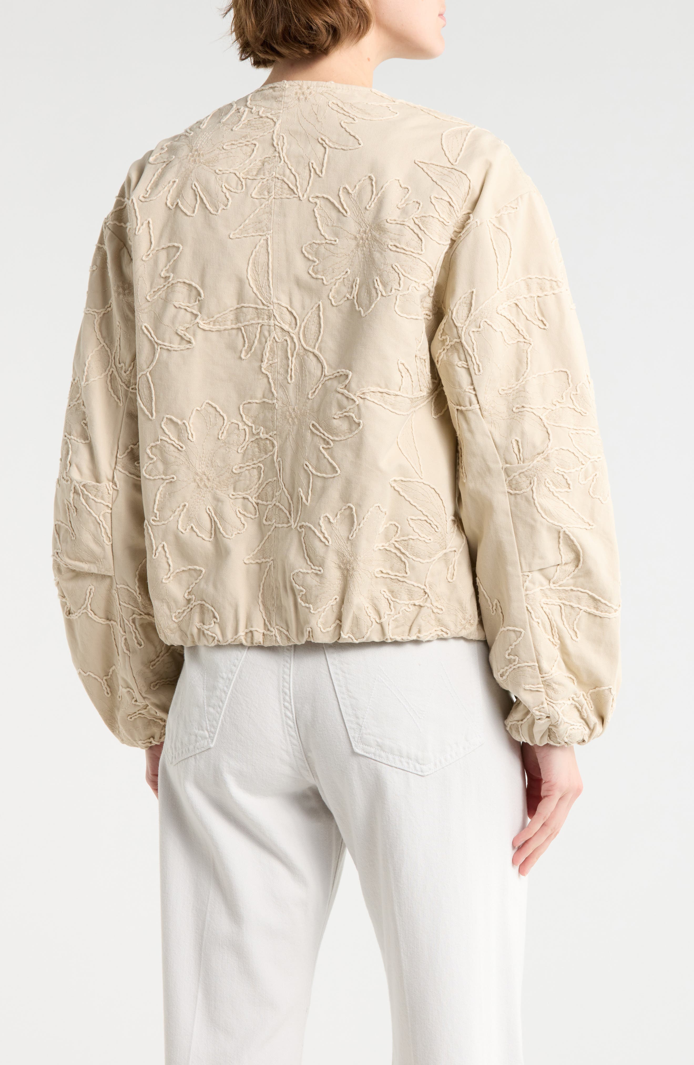 Floral Embroidered Bubble Hem Jacket - image 2