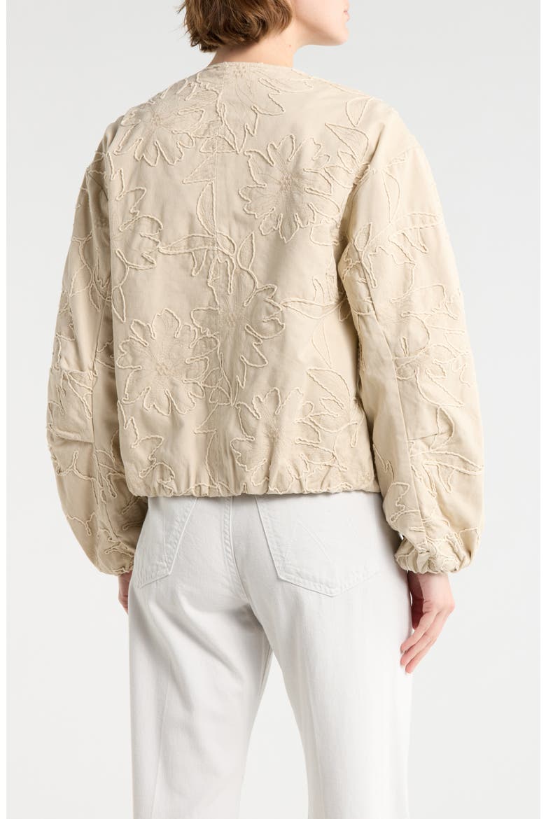 Floral Embroidered Bubble Hem Jacket, Alternate, color, STONE