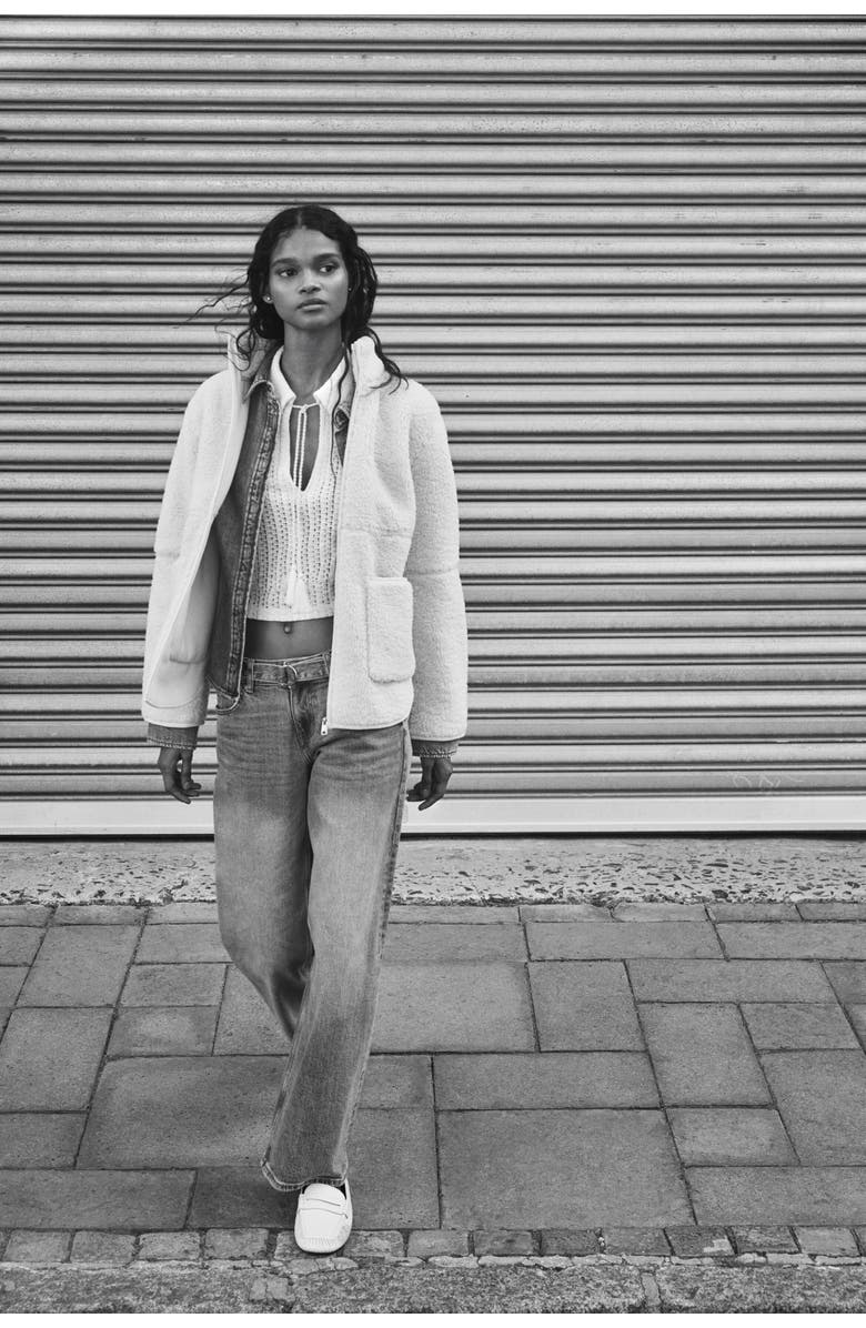 H&M Teddy Jacket, Alternate, color, Light Beige