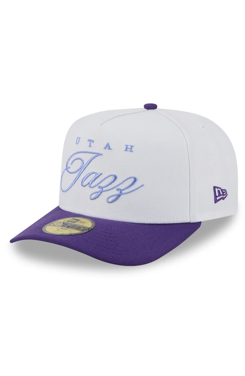 New Era Men's New Era White/Purple Utah Jazz 2025 NBA Draft A-Frame 59FIFTY Fitted Hat, Alternate, color, White