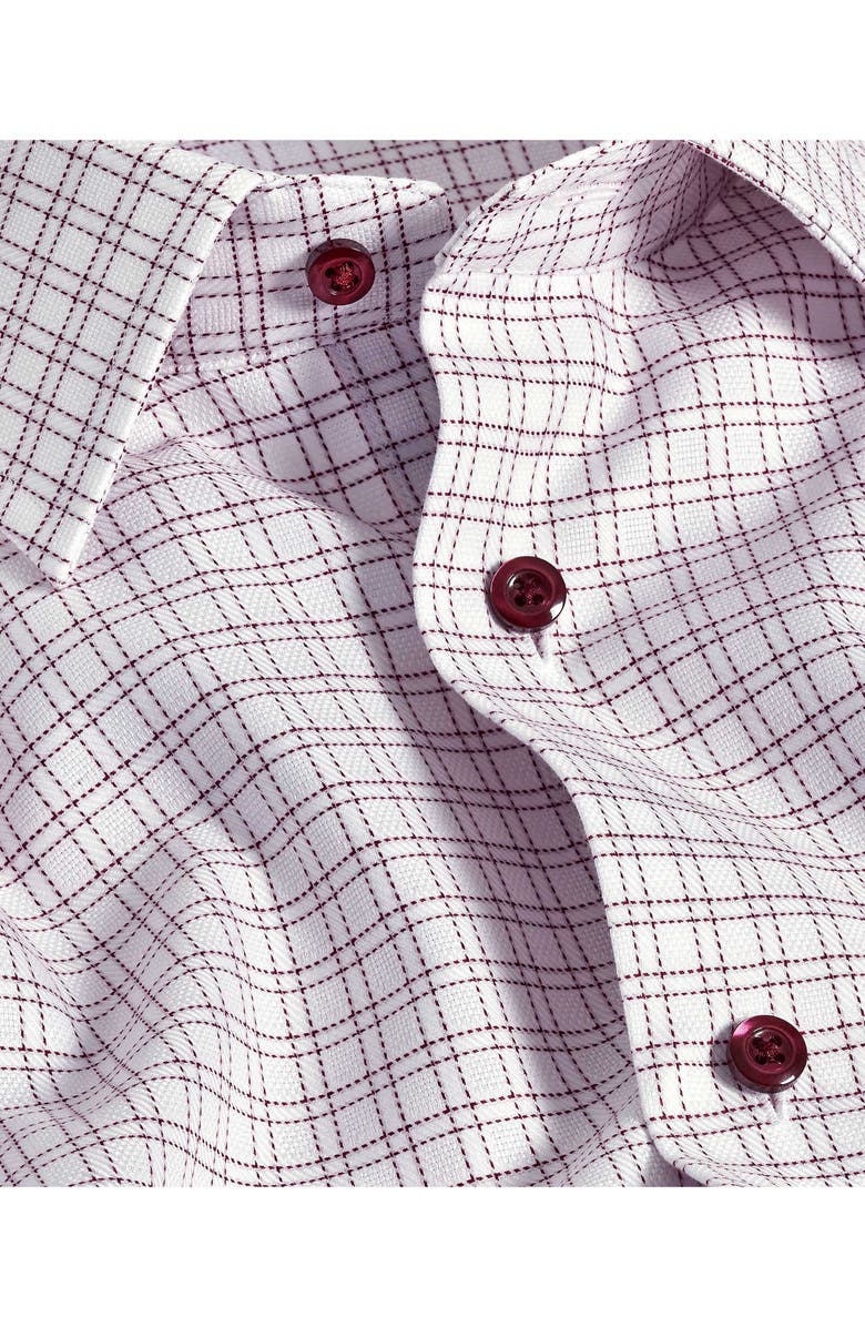 David Donahue Trim Fit Dobby Check Dress Shirt, Alternate, color, White/ Merlot