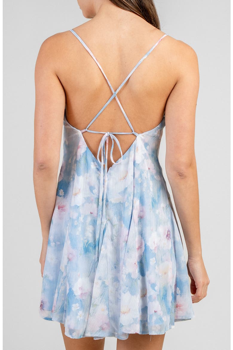 Floral Godet Fit and Flare Minidress, Alternate, color, BLUE