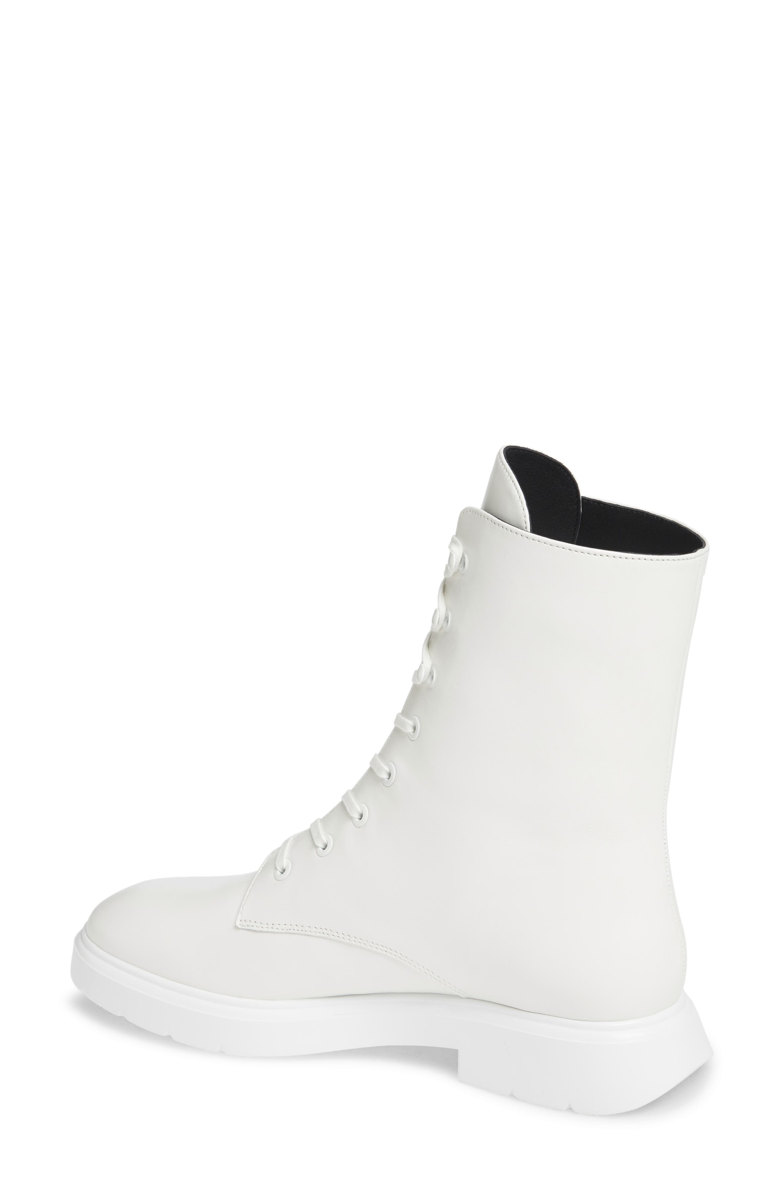 Stuart Weitzman McKenzee Combat Boot, Alternate, color, White Smooth Calf
