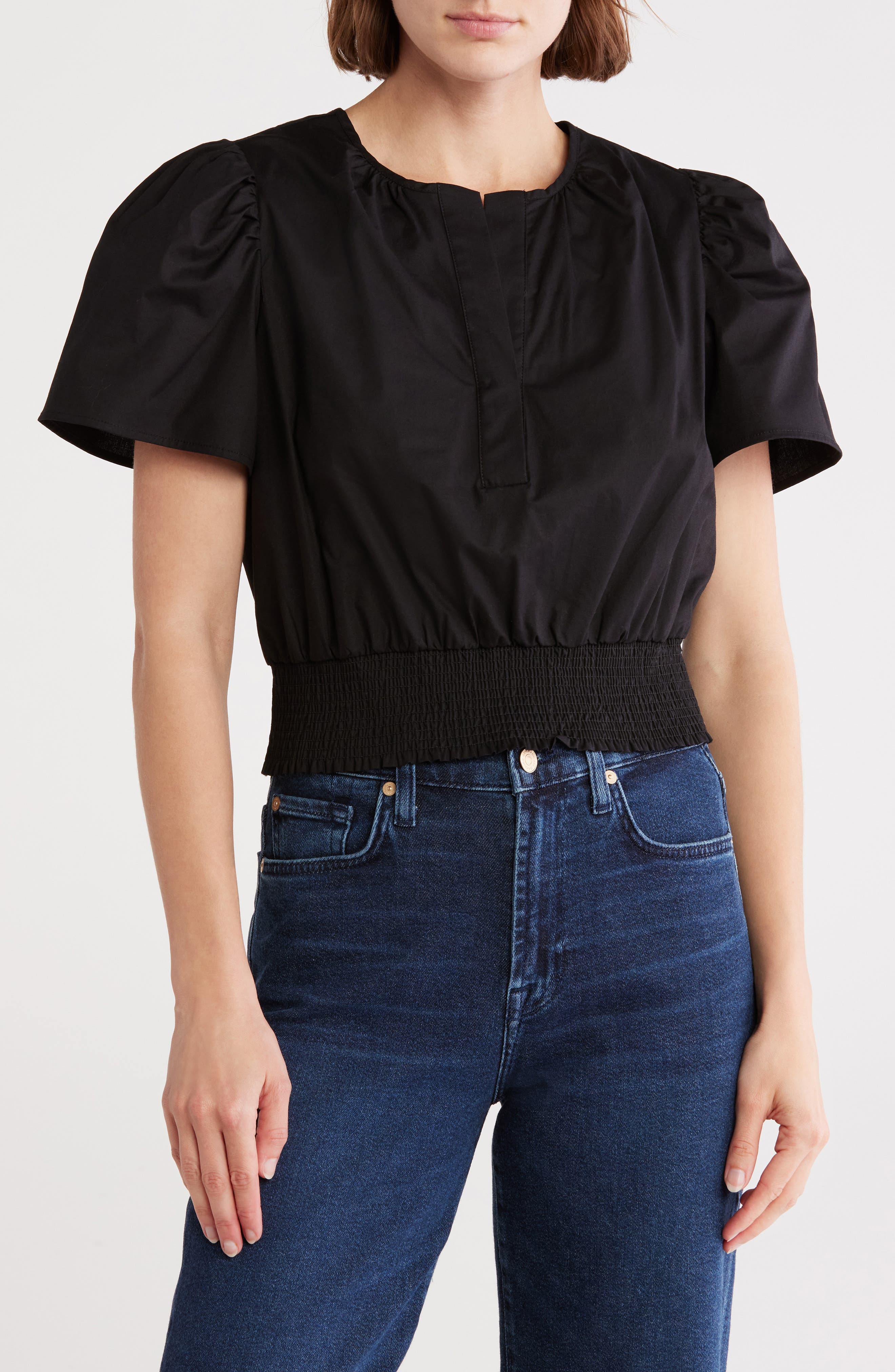 ELIE ELIE TAHARI Poplin Peplum Top