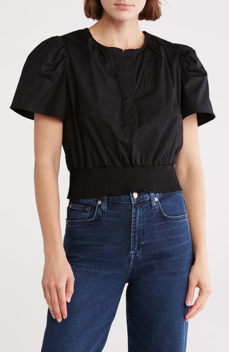 ELIE ELIE TAHARI Poplin Peplum Top, Main, color, Black