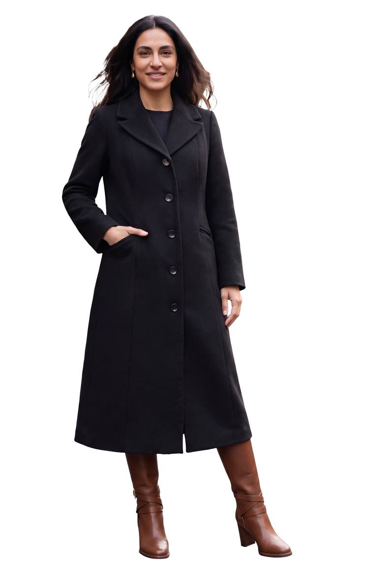 Full Length Wool Blend Coat, Main, color, BLACK