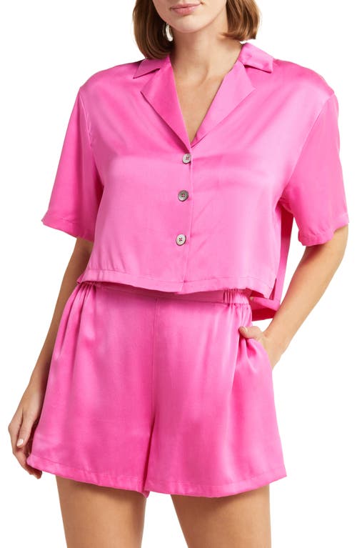 Lunya Washable Silk Button-Up Short Pajamas in Caffeinated Pink 