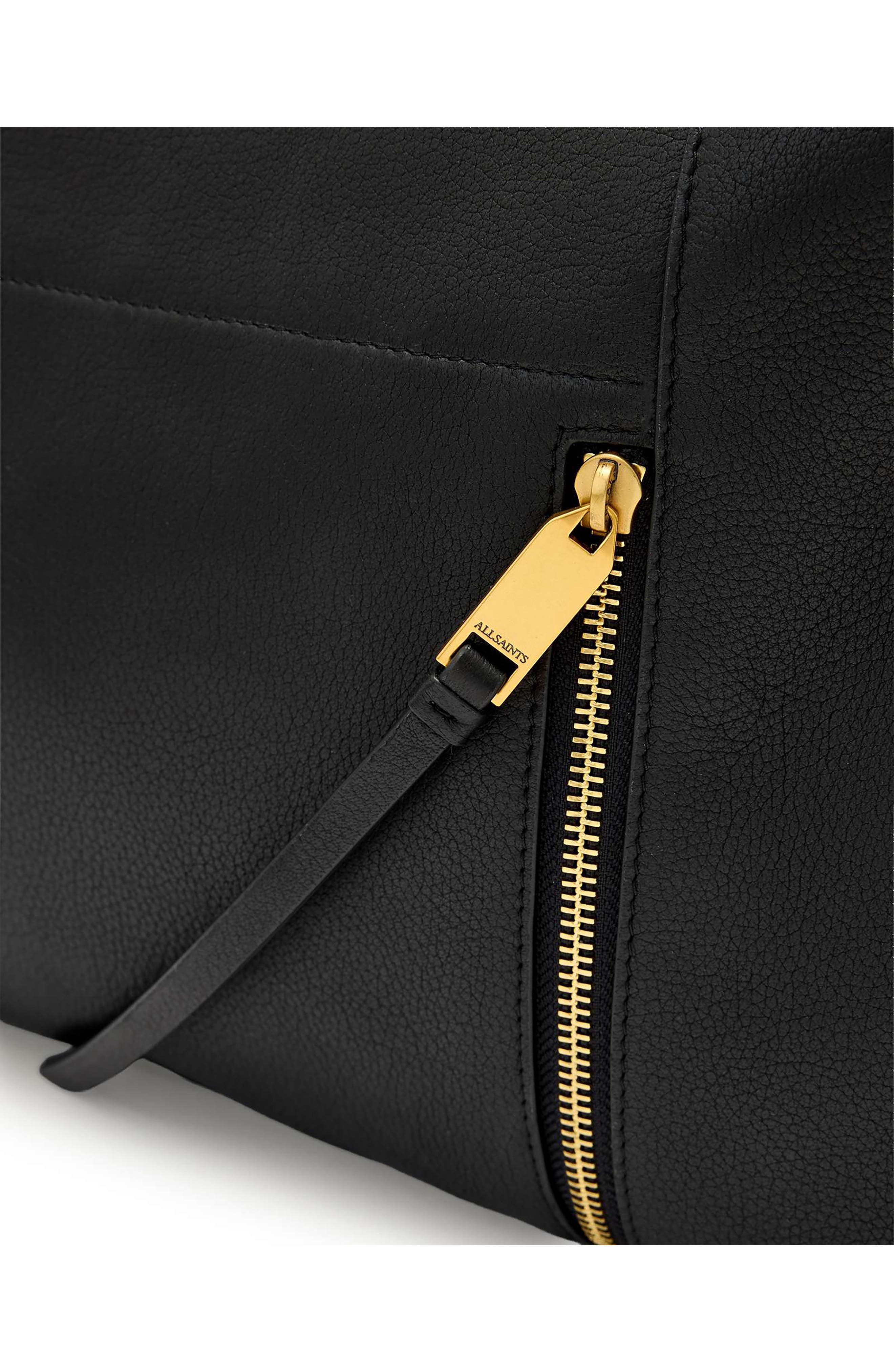 AllSaints Small Alba Zip Leather Crossbody Bag, Alternate, color, Black