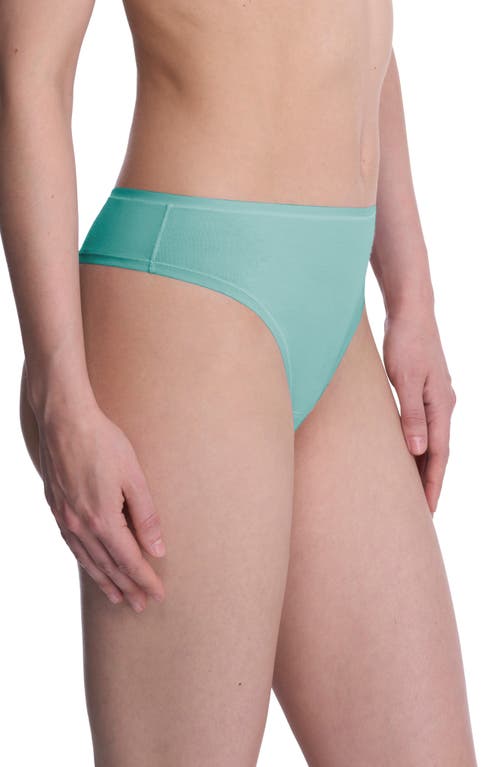 Natori Bliss Bare Stretch Cotton Thong In Green