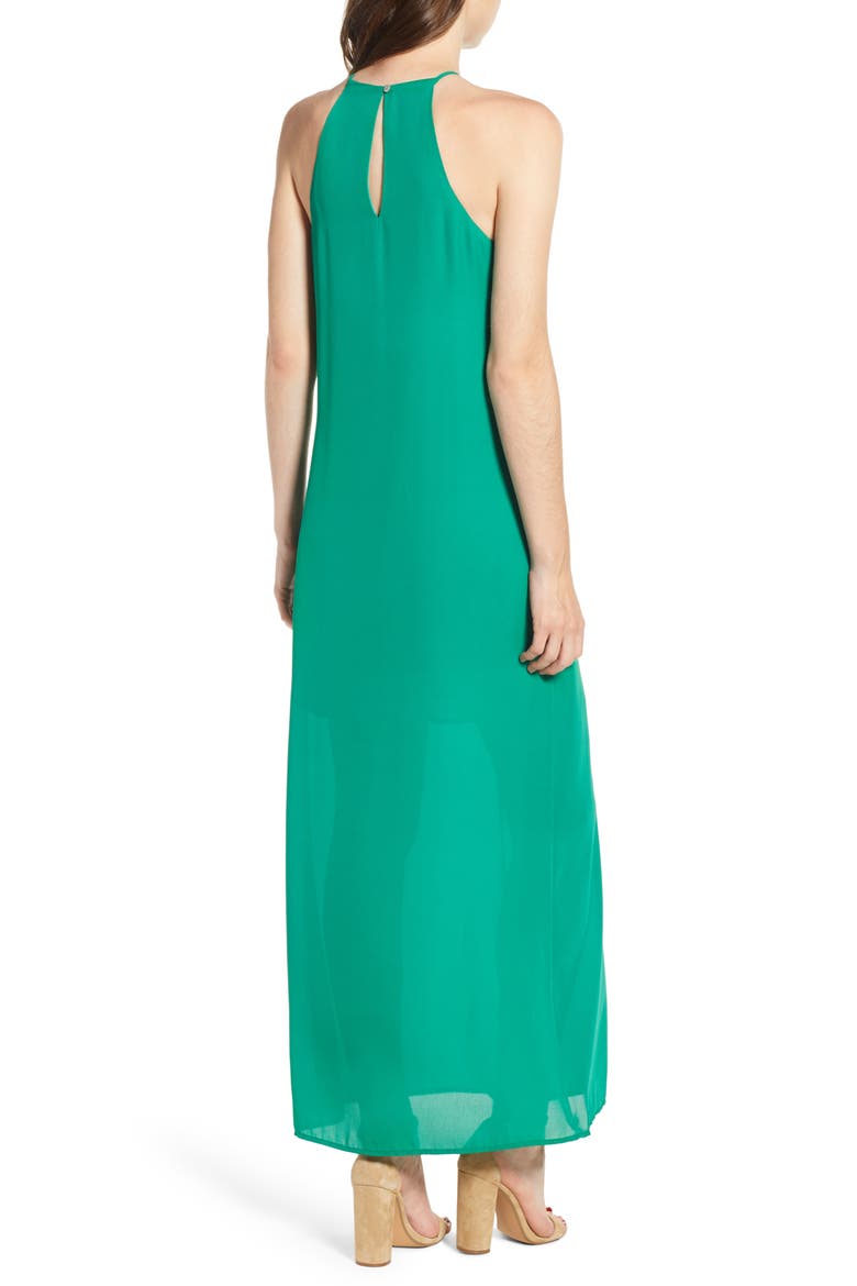 High Neck Maxi Dress, Alternate, color, GREEN