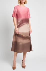 Misook Shantung Landscape Midi Dress