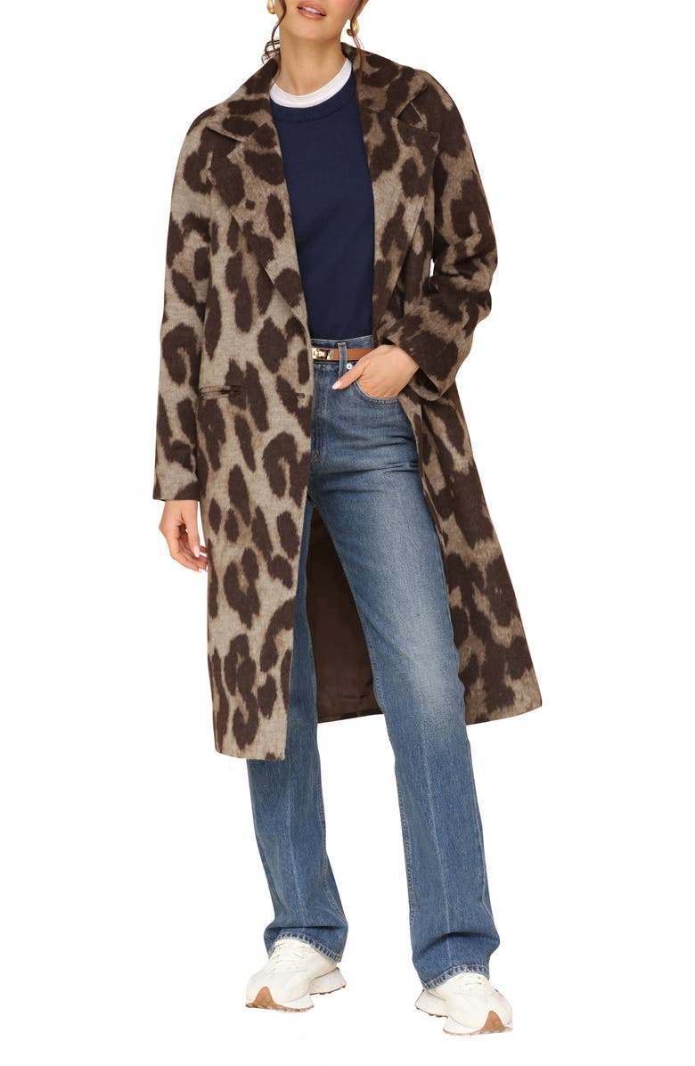 Avec Les Filles Leopard Print Walker Coat, Alternate, color,
