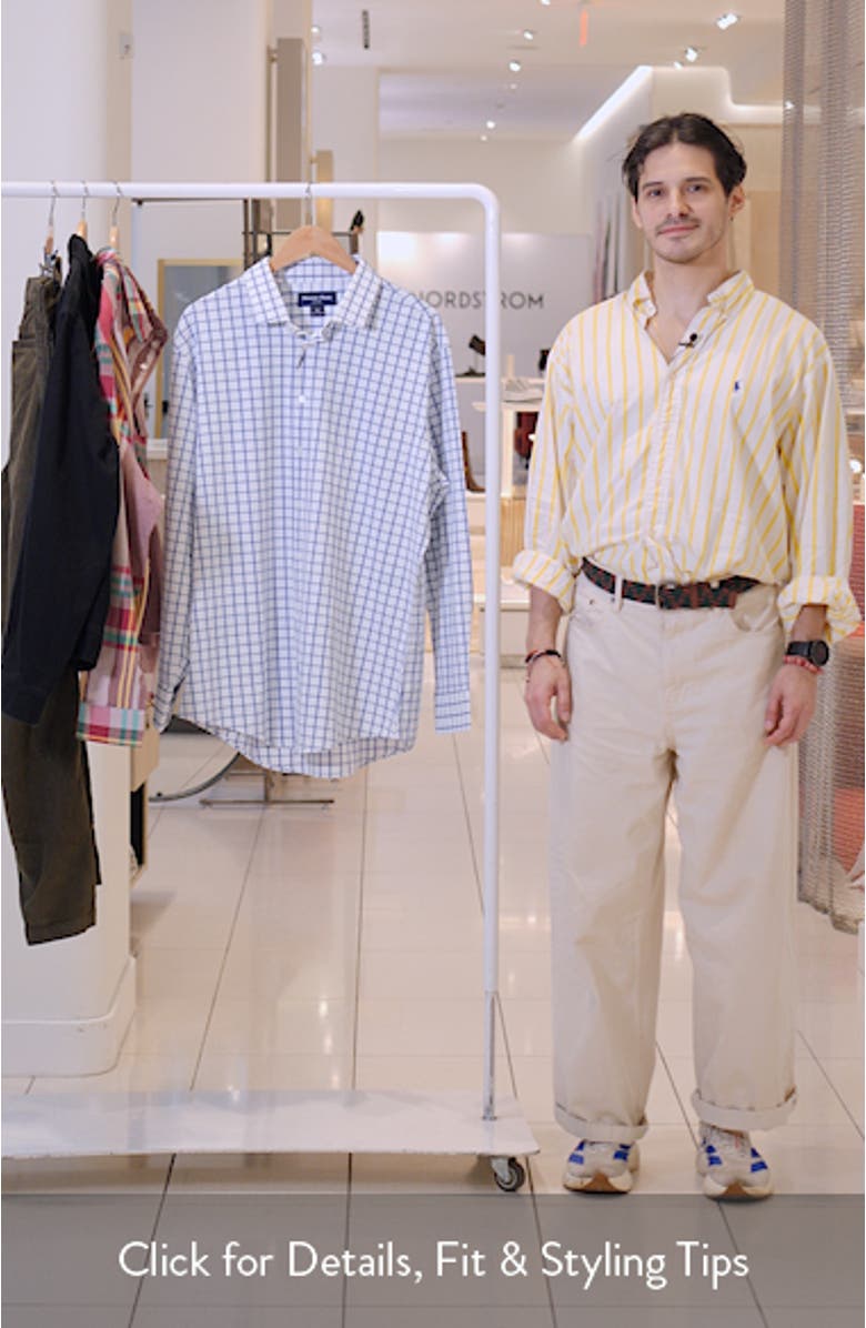 Leeward Trim Fit Windowpane Performance Button-Up Shirt, sales video thumbnail