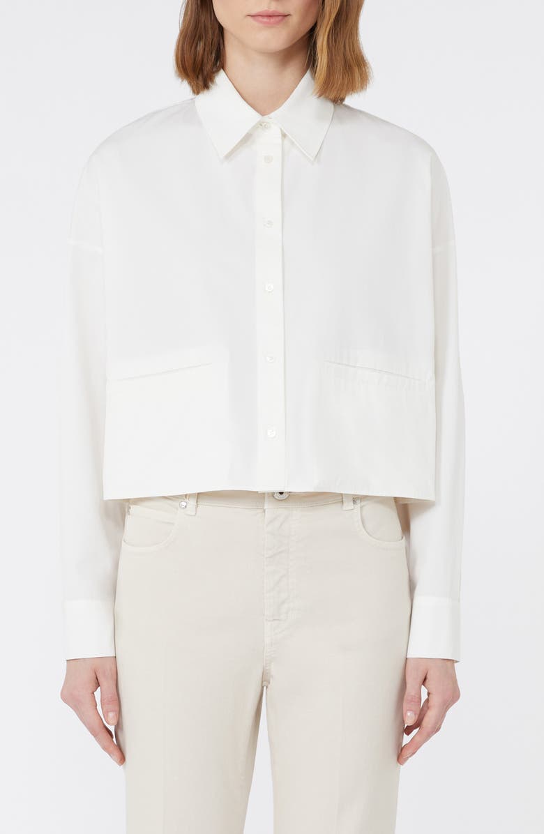 Weekend Max Mara Svago Boxy Cotton Button-Up Shirt, Main, color, White
