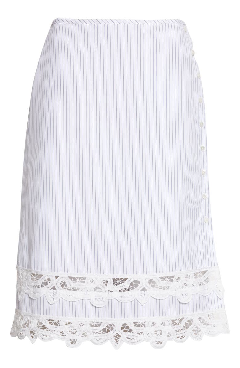 EENK Stripe Lace Trim Cotton Skirt, Alternate, color, Ivory/ Black
