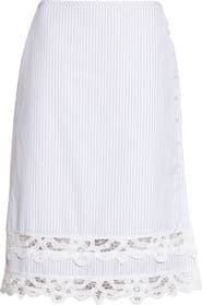 EENK Stripe Lace Trim Cotton Skirt