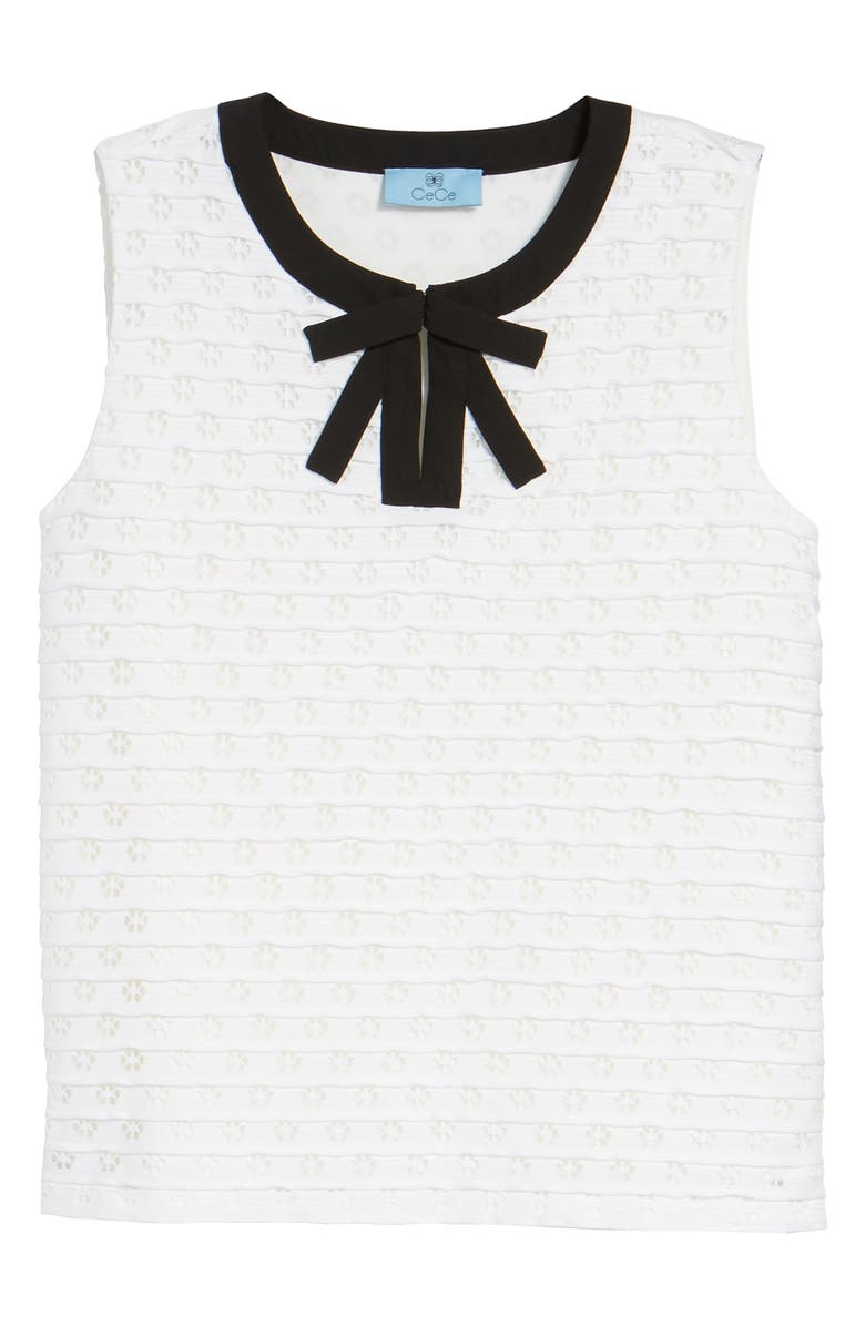 CeCe Bow Front Jacquard Knit Top, Alternate, color, 