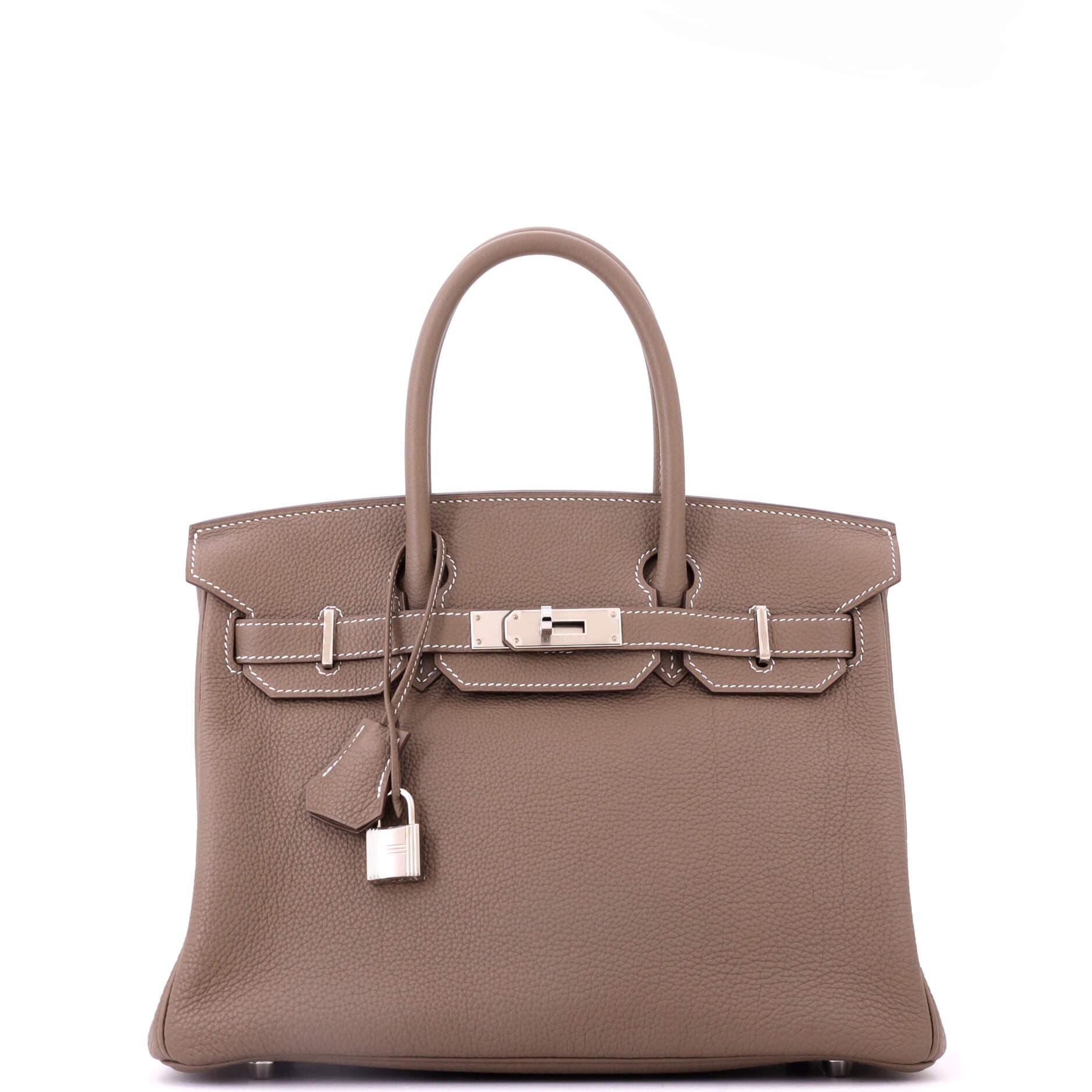 Pre-Owned Hermes Birkin Handbag Grey Togo with Palladium Hardware 30, Main, color, Etoupe