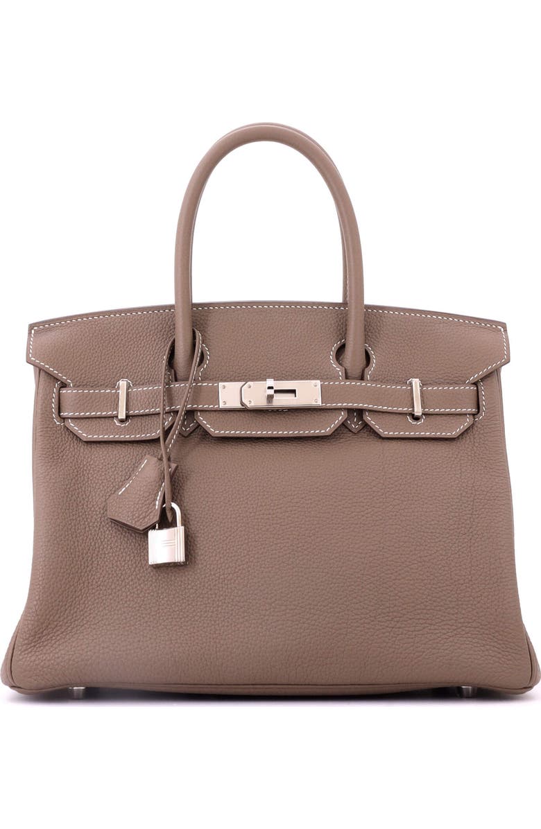 Pre-Owned Hermes Birkin Handbag Grey Togo with Palladium Hardware 30, Main, color, Etoupe