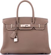 Pre-Owned Hermes Birkin Handbag Grey Togo with Palladium Hardware 30