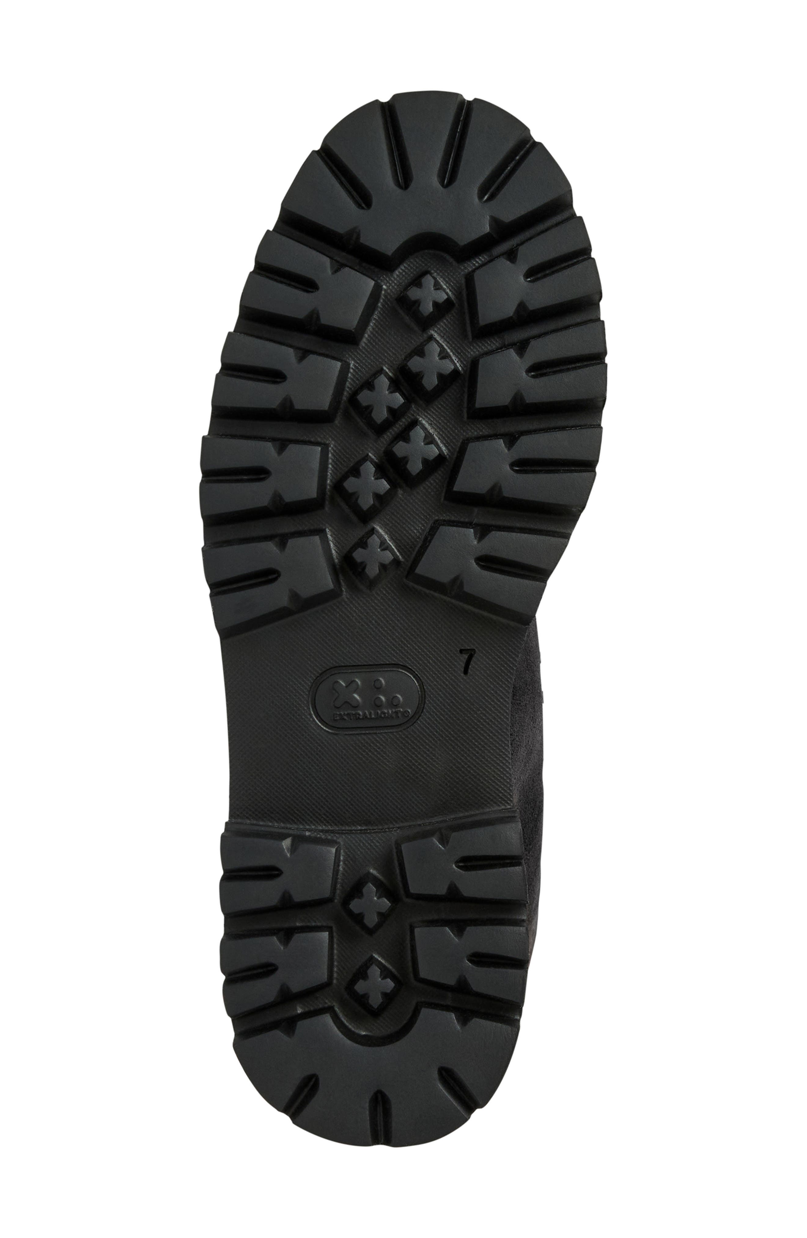 Aquatalia Eva Faux Shearling Cuff Weatherproof Hiker Boot, Alternate, color, Black Suede