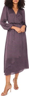 Vince Camuto Abstract Print Wrap Front Dress