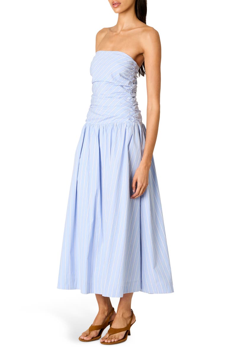 Nia Mulholland Strapless Cotton Midi Dress, Alternate, color, Chambray