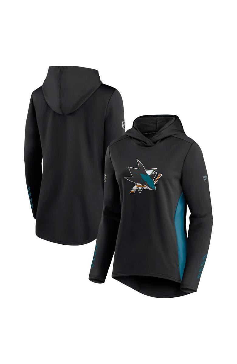 FANATICS Women's Fanatics Branded Black/Teal San Jose Sharks Authentic Pro Locker Room Pullover Hoodie, Main, color, Black
