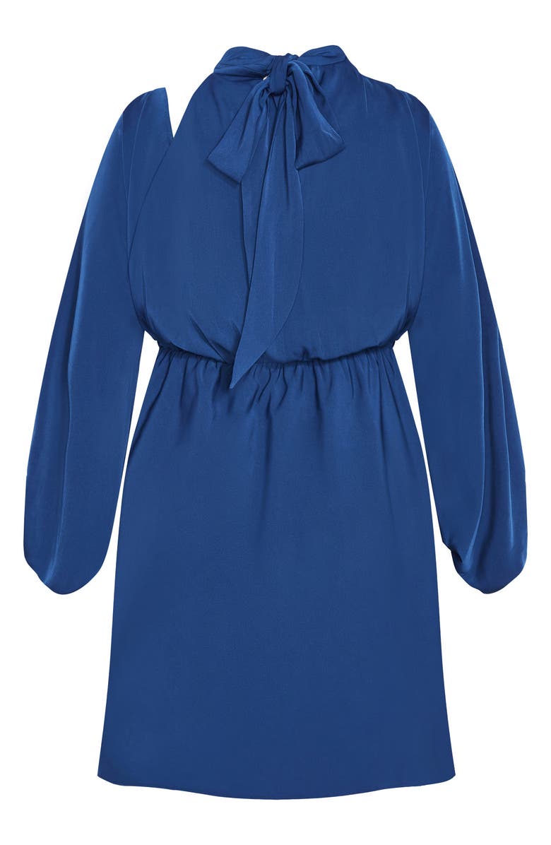 City Chic Jaylee Shoulder Cutout Long Sleeve Dress, Alternate, color, Deep Ocean