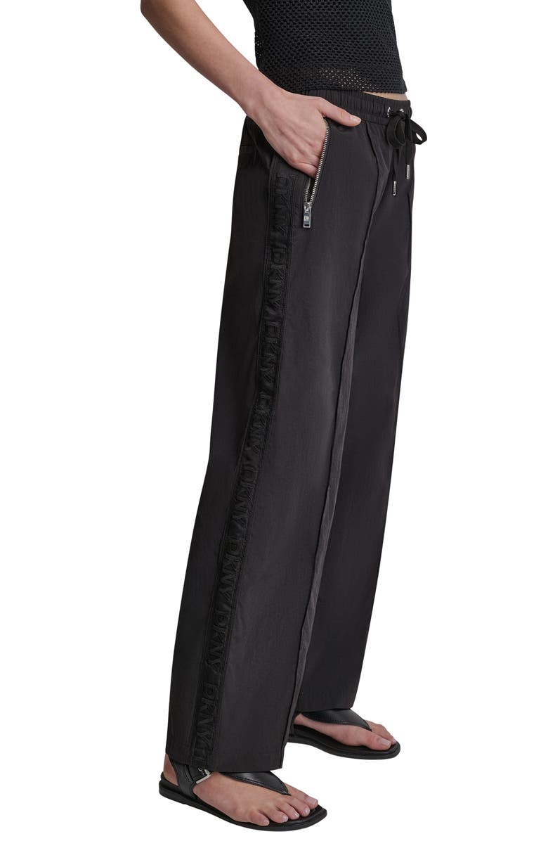 DKNY Front Seam Nylon Straight Leg Pants, Alternate, color, Black