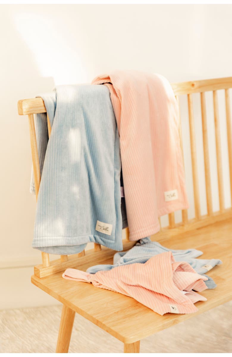 Bebe Bella Velour Rib Blanket with Matching Lovey, Alternate, color, Blue