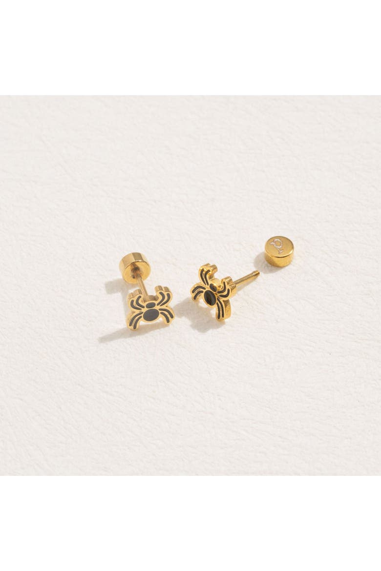 Spider Hypoallergenic Flatback Stud Earrings, Alternate, color, Black