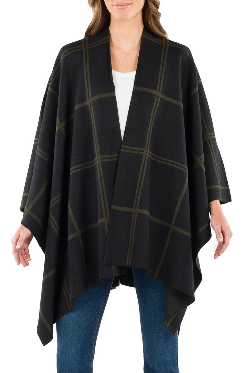 Patricia Nash Plaid Cape, Main, color, Black Mutli