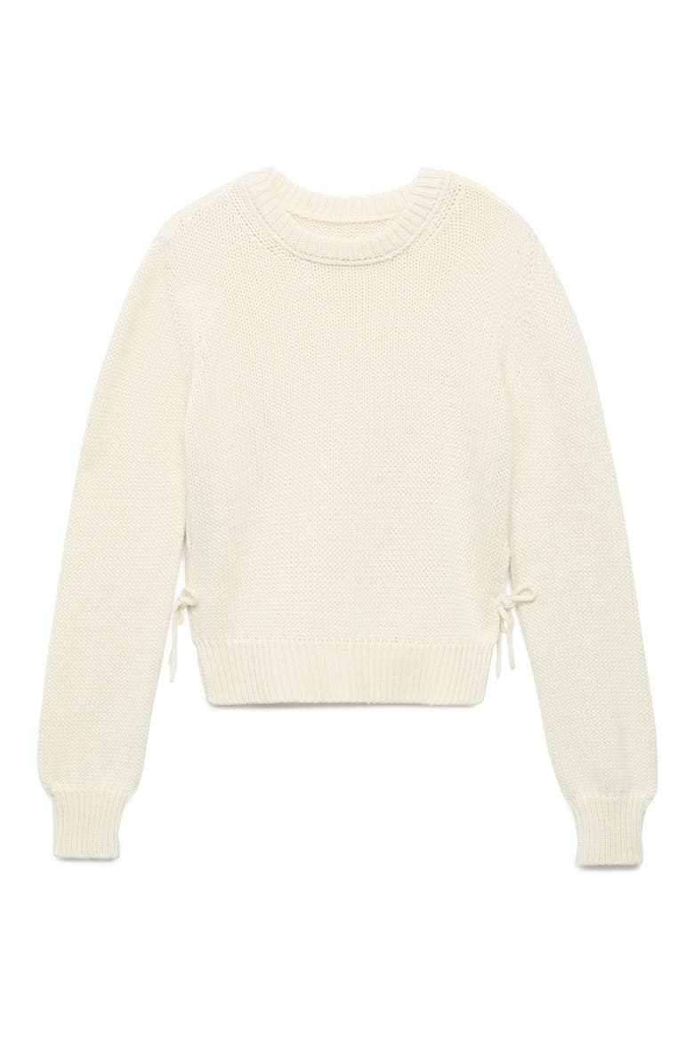 Tie Slit Crewneck Sweater, Alternate, color, ECRU